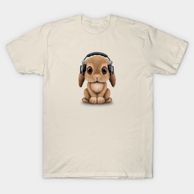 Cute Baby Bunny Dj Wearing Headphones T-Shirt by jeffbartels